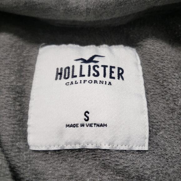 Hollister Cropped Hoodie Womens Small Gray Lace Up Casual Loungewear Pilates - Picture 3 of 14